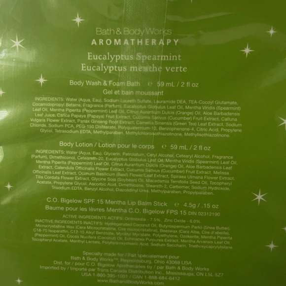 Bath & Body Works Aromatherapy Eucalyptus Spearmint Gift Set Travel Size - Picture 2 of 2